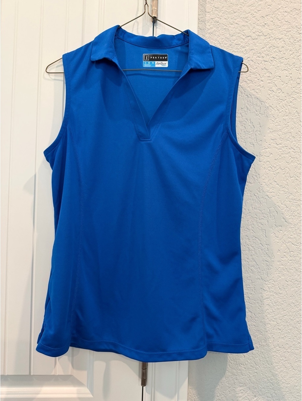 PGA Tour Airflux Women's Sleeveless Golf Polo Shirt, Blue, Large